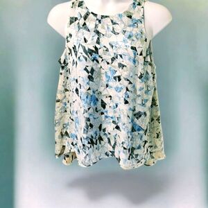 VINCE CAMUTO Women's New Sleeveless Geometric Print Double Layer Hi- Lo Tank Top